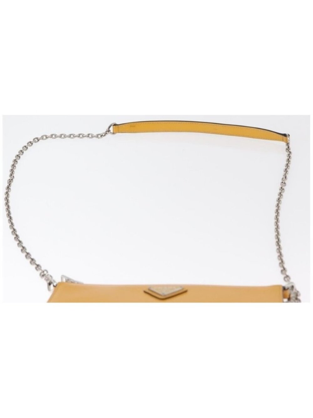 Authentic PRADA Chain Shoulder Bag Safiano leather Yellow Silver - Picture 11 of 16